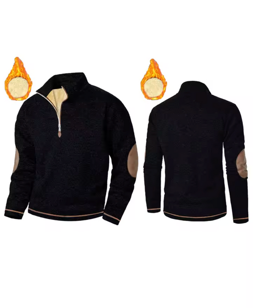 Men s Quarter Zip Sweatshirt with Stand Collar and Fleece Lining for Winter - Long Sleeve Loose Fit Pullover Thermal Top