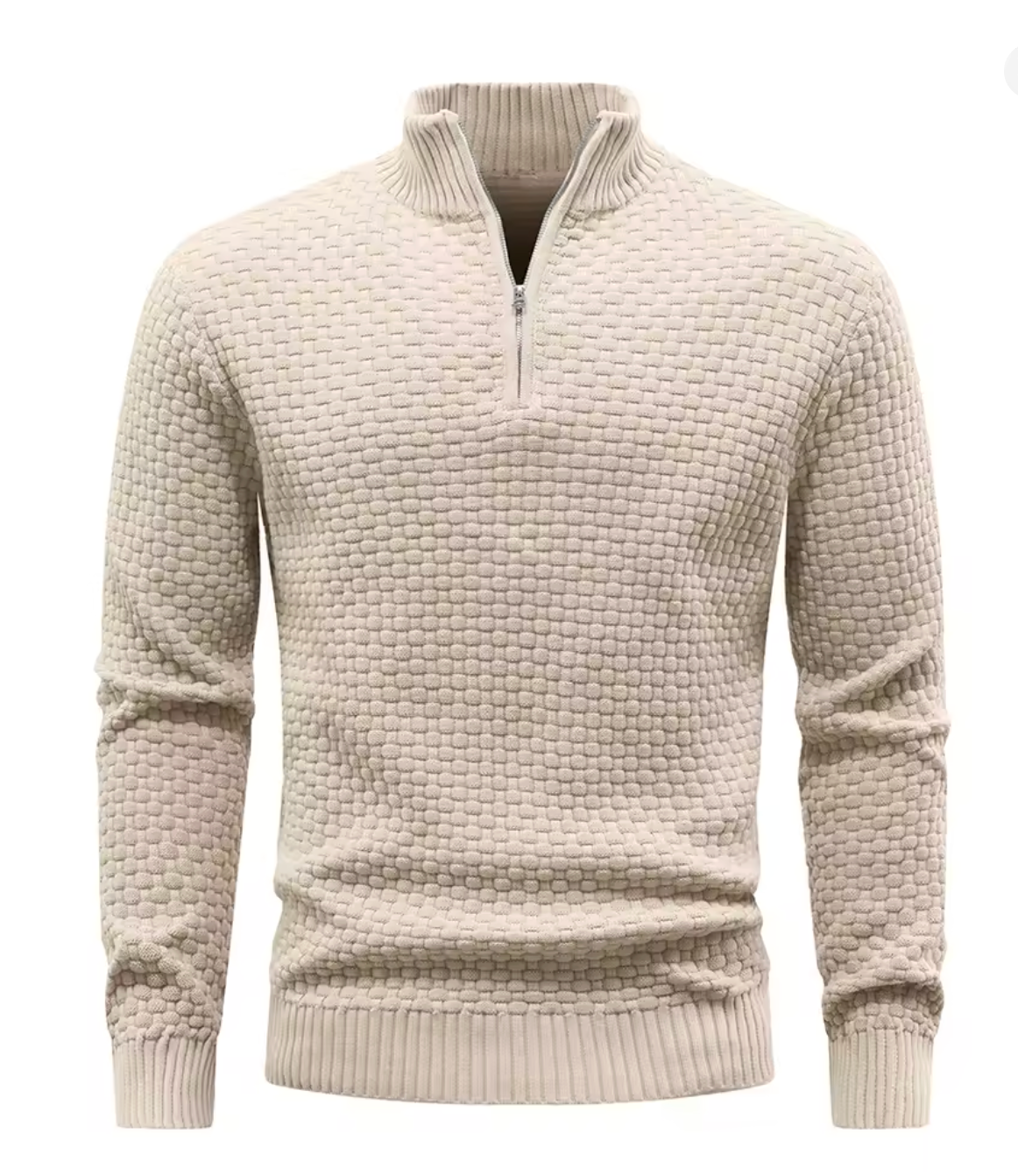 Men's Sweater Spring Outer Wear Quarter Zip Sweaters Polo Zip Pullover Knit