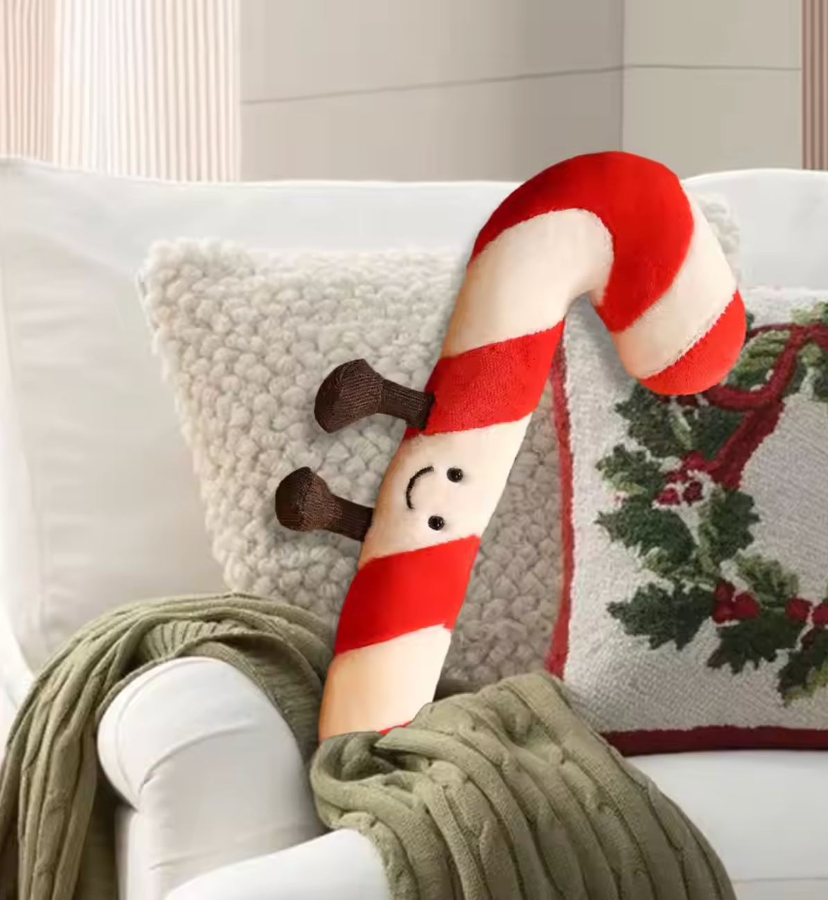 Festive Candy Cane Christmas Pillow – Perfect Holiday Accent
