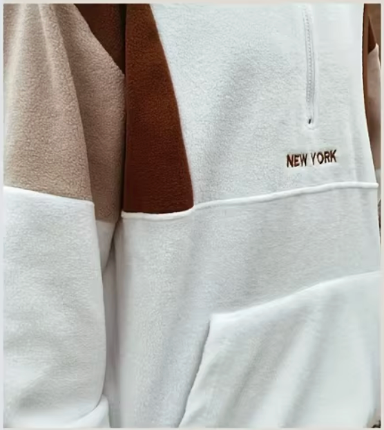 Mens Fluffy Quarter Zip New York Embroidery