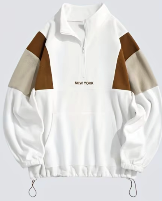 Mens Fluffy Quarter Zip New York Embroidery