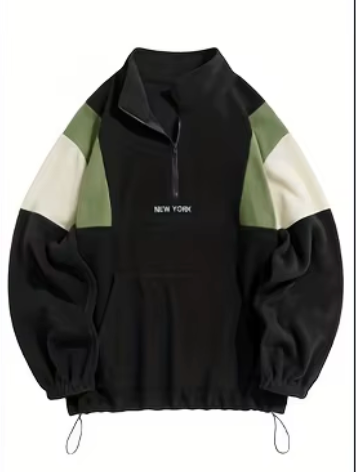 Mens Fluffy Quarter Zip New York Embroidery