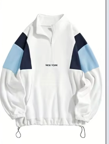 Mens Fluffy Quarter Zip New York Embroidery